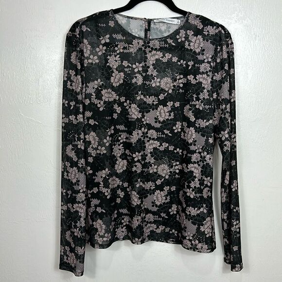 Rebecca Minkoff Cyder Floral Long-Sleeved Semi Sheer Top Size XL - Picture 2 of 11